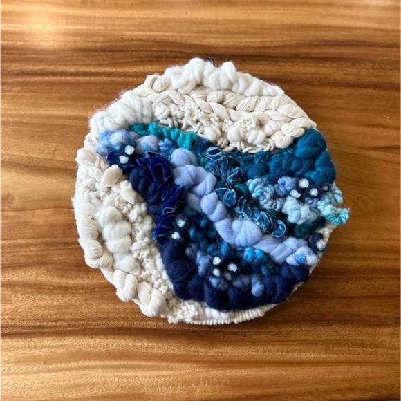 Handmade Woven Wall Hanging, Tapestry, Round Weaving, Fiber Art - Picture 1 of 4